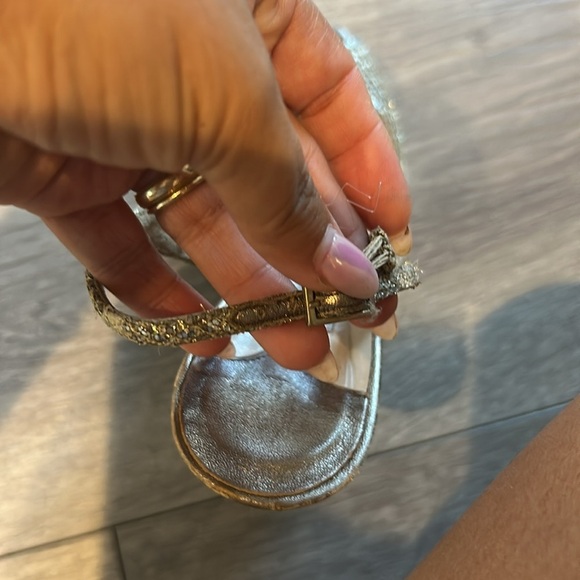 Jimmy Choo Glittering Gold Peep-Toe Heels 37 - Picture 8 of 11